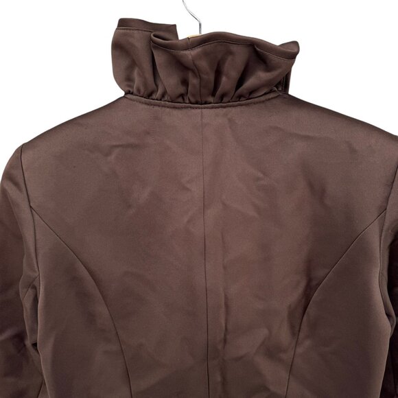 Vtg BlackTie Oleg Cassini Blazer Jacket Womens Ruffle Collar Button Front Size 8 - Picture 4 of 12